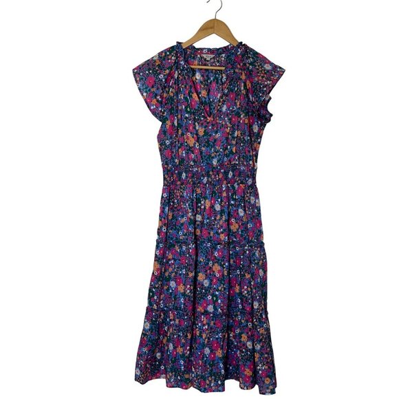 Rails Amelia Dress in Leilani Smocked Floral Midi Sundress Size Small - Picture 2 of 9